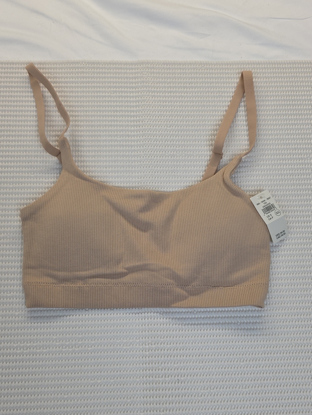 aerie Ribbed Nude Bralette in Beige Small Padded
